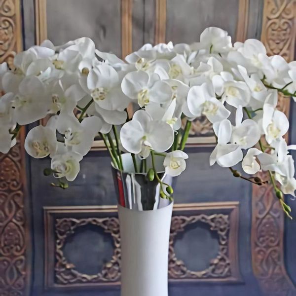

decorative flowers & wreaths 1pc silk butterfly orchid artificial bouquet for wedding home decoration real touch phalaenopsis fake peony ros