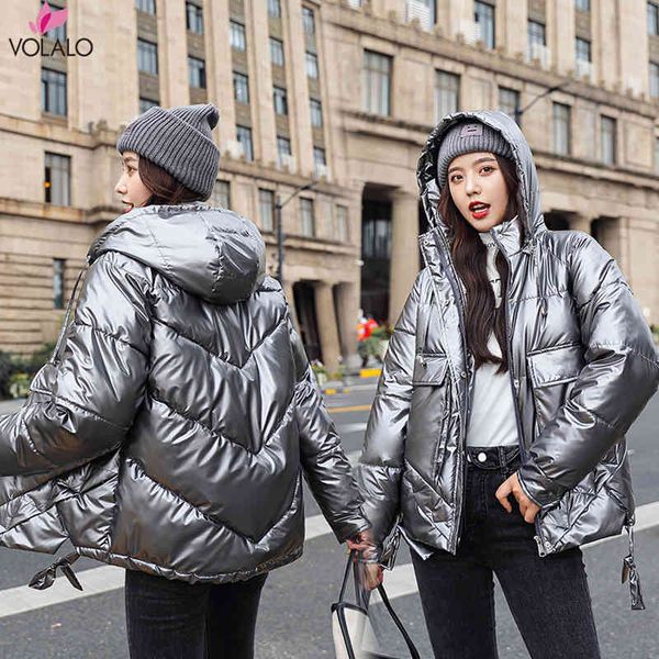 

women's down & parkas winter women short parkas jackets casual female thicken warm hooded coat windprood shiny big pocket iu3p, Black