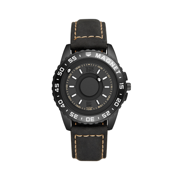 

innovative magnetic steel ball quartz watch no pointer concept silicone canvas strap mens multi color wristwatches, Slivery;brown