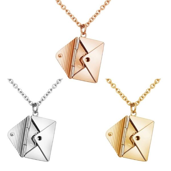 

chains l93e love envelope pendant necklace heart message locket, Silver