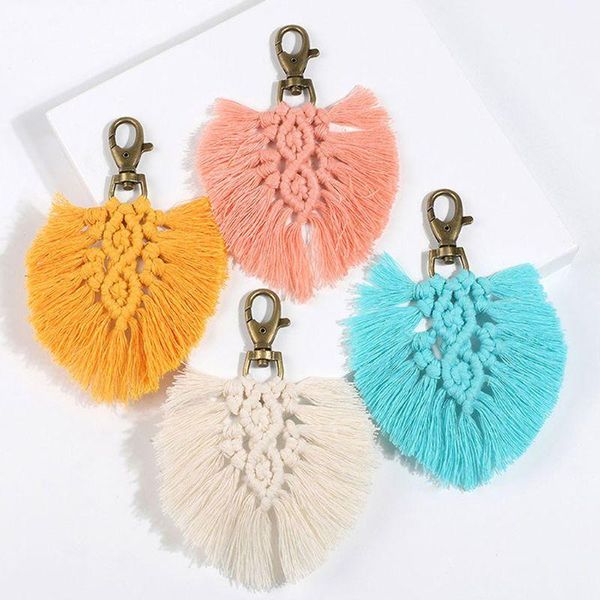

keychains tassel for women boho key holder keyring macrame bag charm car hanging jewelry gift friends, Silver