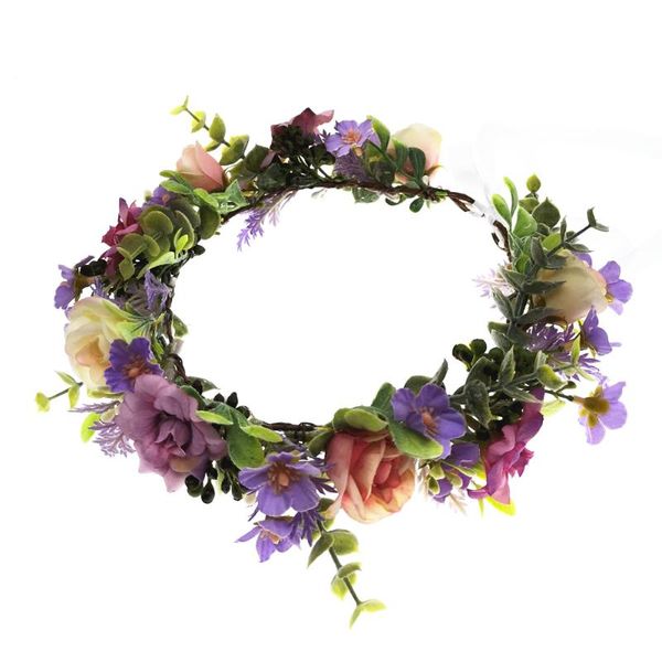 

pcs ldyllic floral flower crown festival headband women hair accessories bridesmaid girl garland wedding headwear, Slivery;white