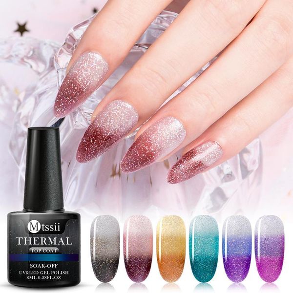 

nail gel mtssii 8ml thermal color polish soak off temperature changing magic effect varnish art uv led glitter lacquer, Red;pink