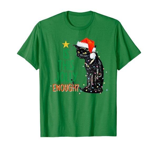 

is this jolly enough noel black cat santa xmas gift t-shirt, White;black