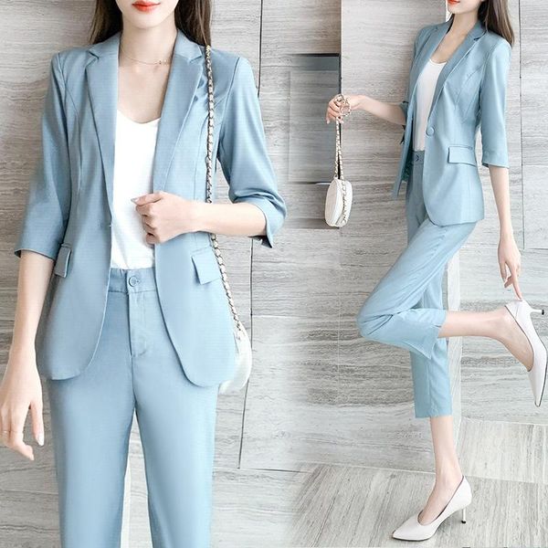 

women's tracksuits suit spring and autumn style fashion slim gray professional jacket pants casual ol two piece set women