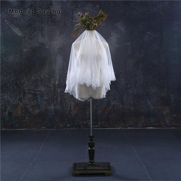 

bridal veils elegant ivory 1.5m lace wedding arrival velos de novia 2021, Black