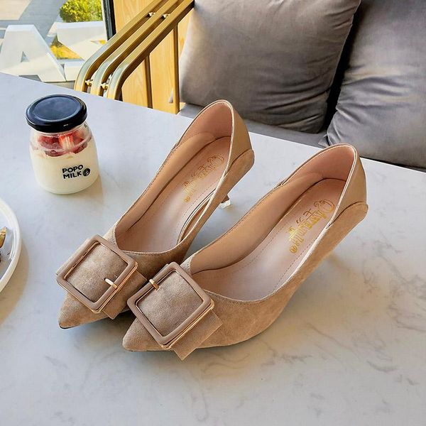 

dress shoes 2021 women's heels est fashion spring and autumn mature wild frosted designer thin w27-24, Black