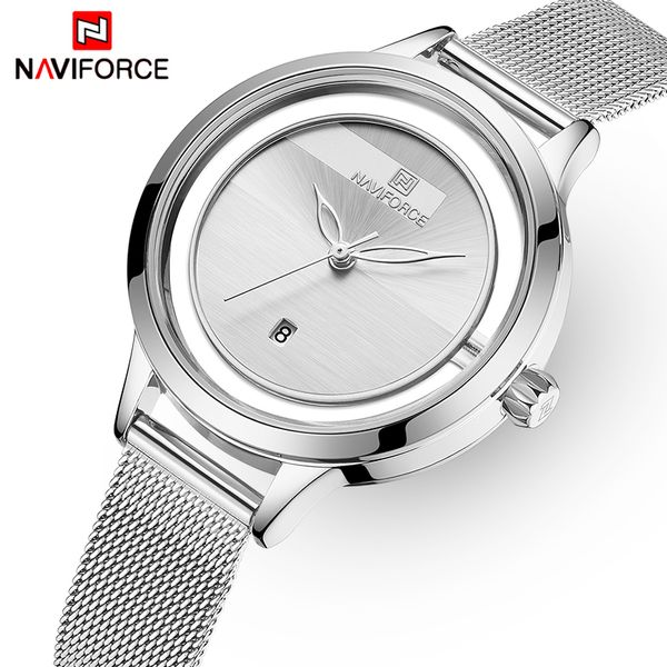 Naviforce Womens Watches Красивый уникальный дизайн кварцевые наручные часы женские часы женские модные платья циферблат монтр Femme 210517
