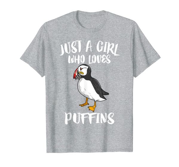 

just a girl who loves puffins birds gift t-shirt, White;black