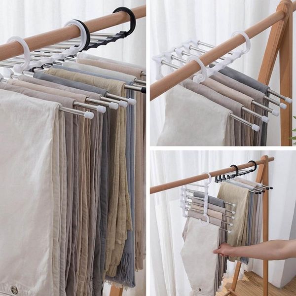 

hangers & racks est fashion 5 in 1 pant rack shelves stainless steel clothes multi-functional wardrobe hanger