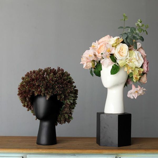 

abstract human head ceramic vase arts flower accessories decoration ornaments modern book shop window model cafe decor vases