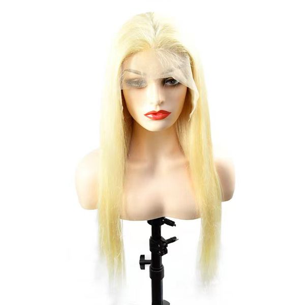 613# Blonde Vollhaar-Perücke mit Spitze vorne, 33 x 10 cm, gerade Perücken, 130 % Dichte, Perruques De Cheveux Humains, 18 20 22 24 26 Zoll von DHL CX65441