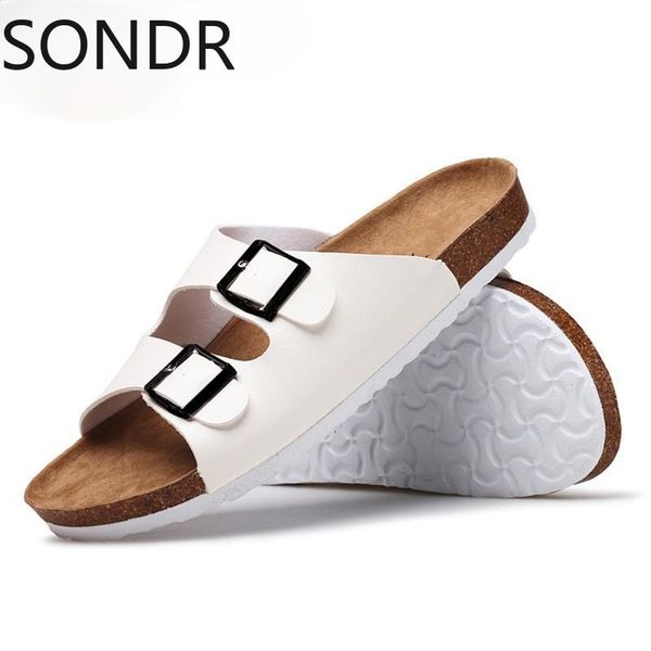 

multicolor platform peep toe sandals women buckle casual beach shoes solid color one-word flat-bottomed comfort large size slippers, Black