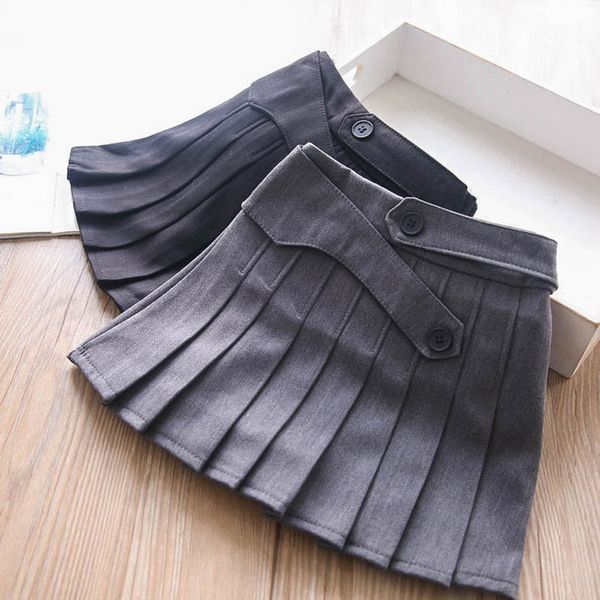 

girls skirts children clothes kids dress belt pleated childrens wear autumn winter b8123, Blue