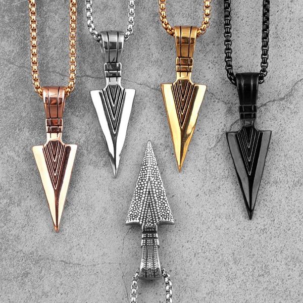 

pendant necklaces sparta spearhead long men pendants chain punk for boyfriend male stainless steel jewelry creativity gift wholesale, Silver