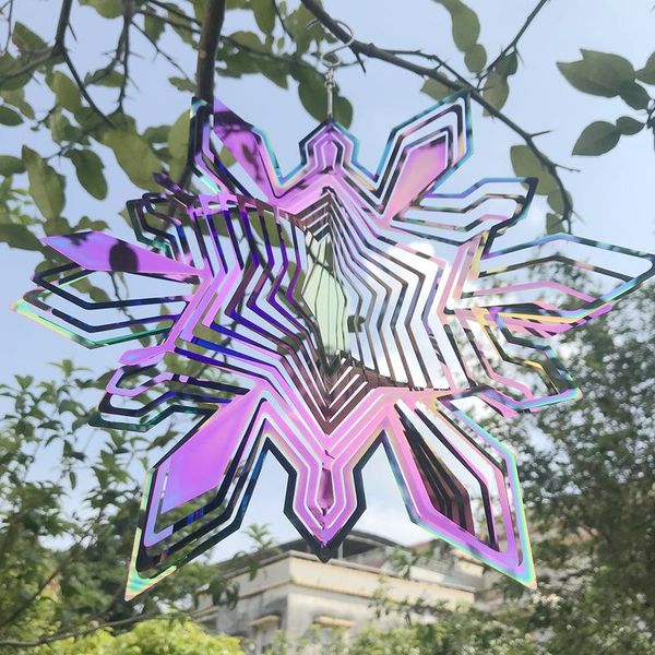 

decorative objects & figurines stainless steel 3d pattern hanging decor wind spinner rotating chime outdoor garden home balcony decoration
