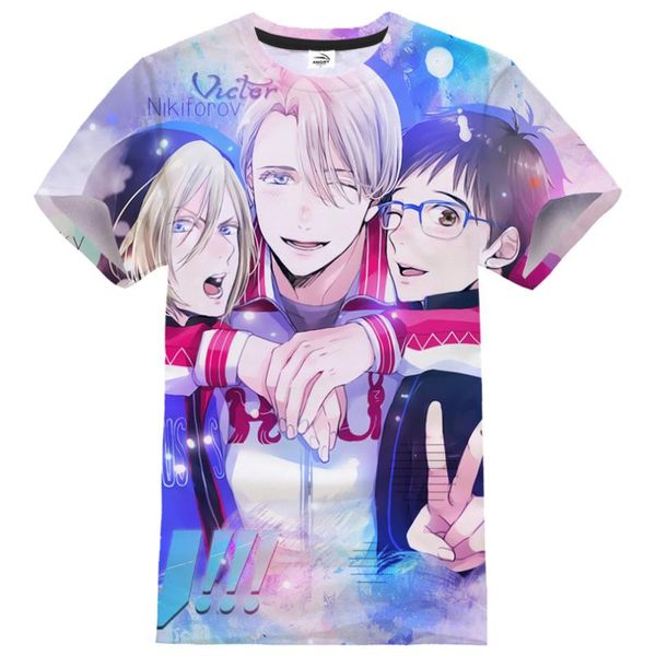 

men's t-shirts sports casual t-shirt anime style cosplay men women hip hop streetwear yuri on ice 3d printed fashion shirts, White;black