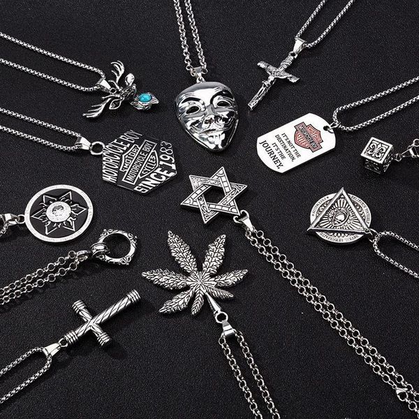 

pendant necklaces 2021 fashion hip-hop on the street necklace men trendy simple stainless steel chain jewelry gift, Silver
