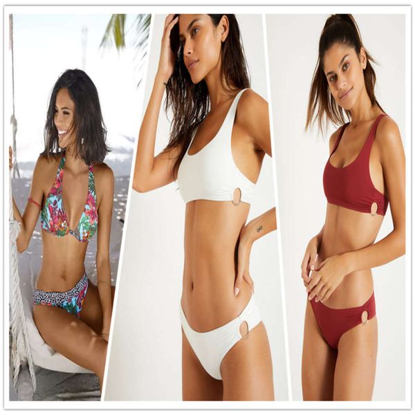 

women's swimwear bikinis 2021 fashion bikini split swimsuit fc9r, White;black