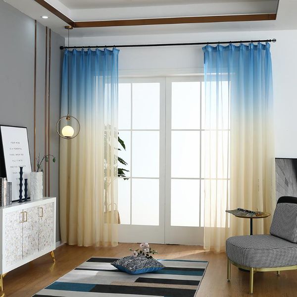 

1pc gradient window tulle sheer living room bedroom home decorative simplicity coffee treatment blinds curtains drapes curtain &