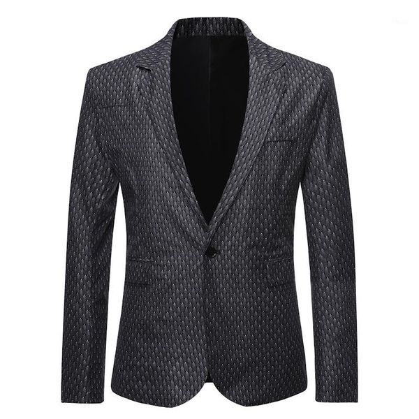 

men's suits & blazers black slim fit one button blazer men 2021 autumn floral mens jacket dj club party business casual masculino1, White;black
