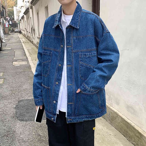 

men's jackets nova primavera outono estilo coreano dos homens denim jaquetas casaco simples cor sÃ³lida do vintage jean jaqueta masculin, Black;brown