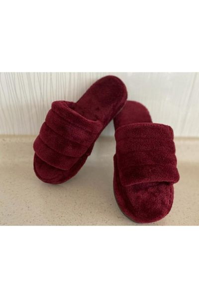 

maroon plush women home slipper slippers, Black