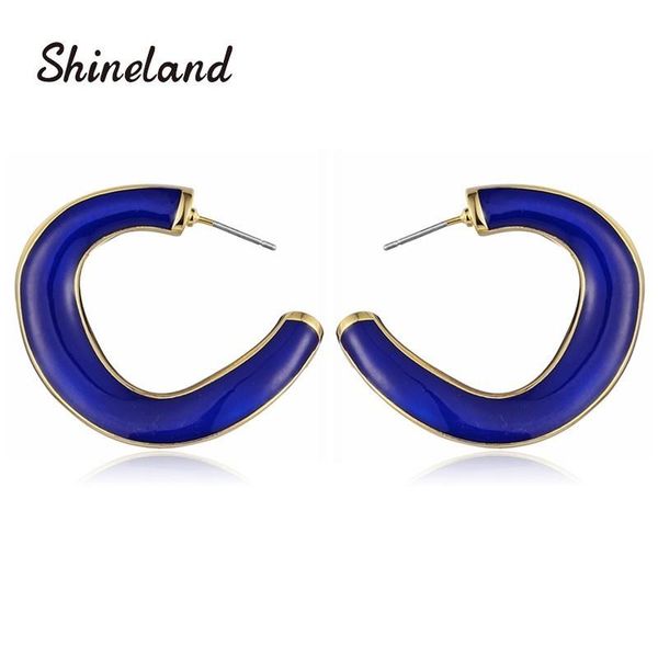 

stud shineland 2021 geometric earrings for fashion women jewelry 3 colors ally small party wedding girls gifts n50, Golden;silver