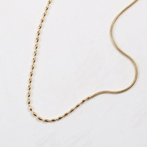 

pendant necklaces ghidbk asymmetric flat beads stainless steel chain for women round snake beaded splicing necklace personality jewelry, Silver