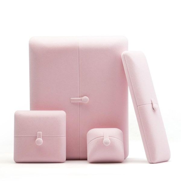 

gift wrap pink velvet jewelry box ring pendant necklace bangle display storage