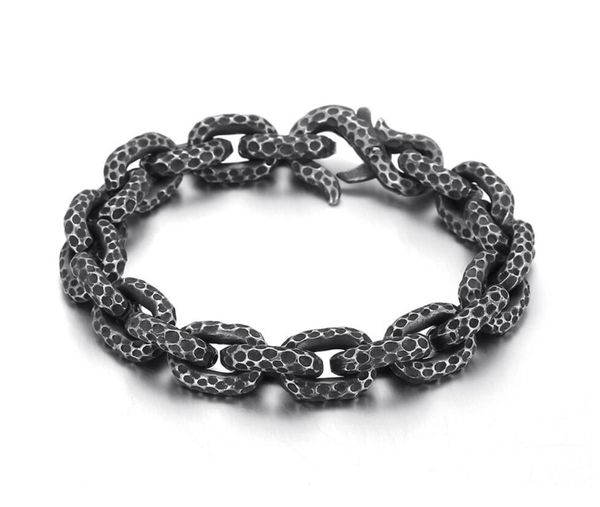 

men's bracelet stainless steel pattern box rolo link chain vintage black 13mm 8.66 inch 80g weight high qualilty christmas present