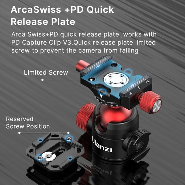 

ulanzi u-60 u-70 metal ballhead pan tilt dual cold shoe tripod head vlog lighting & studio accessories