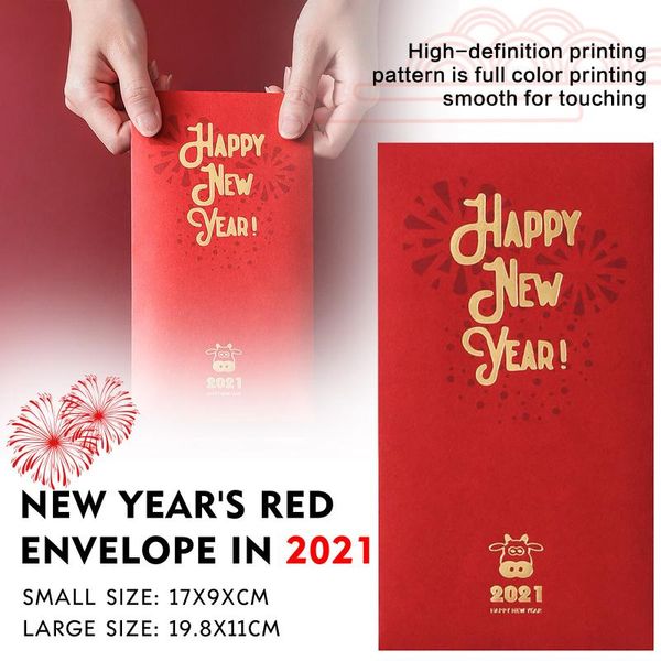 

red envelope gift card bag 2021 with gold foil stamping chinese year wrap