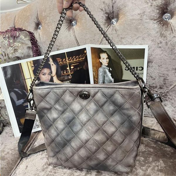 

small fragrant rhombic female new bag portable chain color cowhide rubbed layer messenger first leather nrxfe