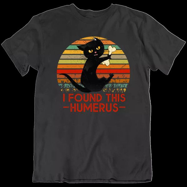 

i found this humerus cat meow bone funny black cat t shirt new, White;black