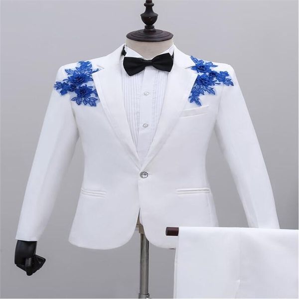 

men's suits & blazers chinese tunic suit white fashion style dress chorus costume homme performance clothes singer host clothing, White;black