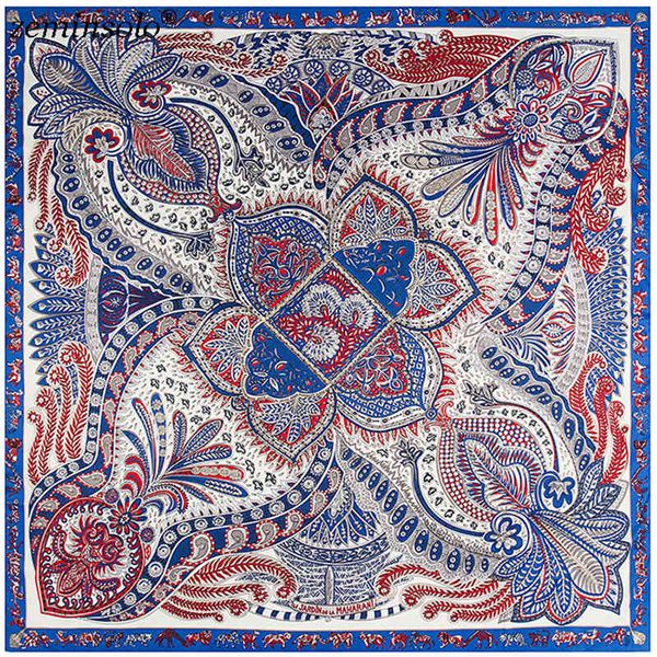 

scarf luxury brand twill silk for women headband bandana female printed large square scarves stoles shawls, Blue;gray