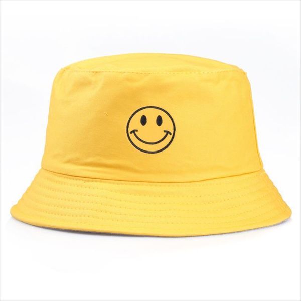 

5 colors summer women mens panama bucket hat smile face design flat sun fishing fisherman bob hip hop cap, Blue;gray