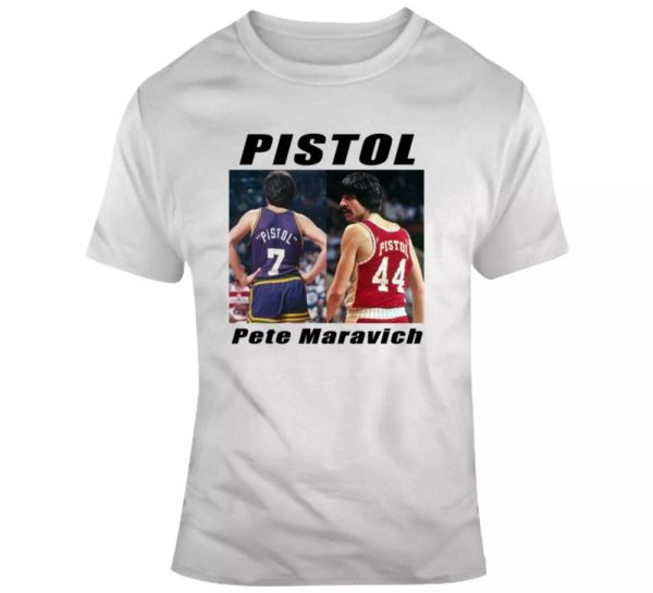 

pistol pete maravich legend basketball goat fan t shirt, White;black