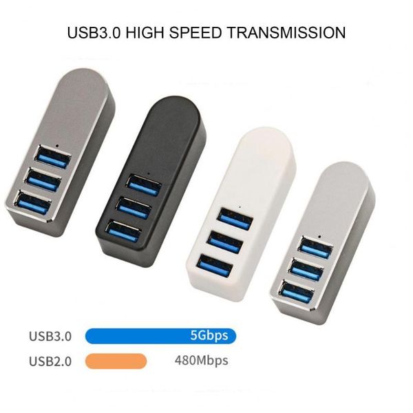 

hubs aluminum alloy rotatable 4 ports usb3.0 hub high speed splitter for pc laptop