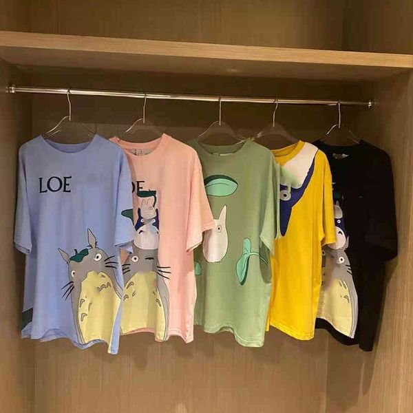 

2022 factory wholesale new fashion loe2021 summer cartoon letter candy round neck short sleeve t-shirt men and women's bottom coat, White