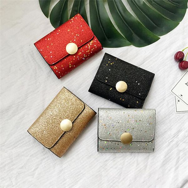 

wallets women fashion sequins multicolor wallet little card purse girlfriend gift short holder standard pu, Red;black