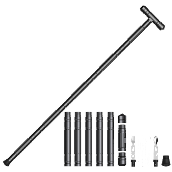 

outdoor survival multi-functional trekking poles, t-shaped crutches travel vehicle tactical tools poles