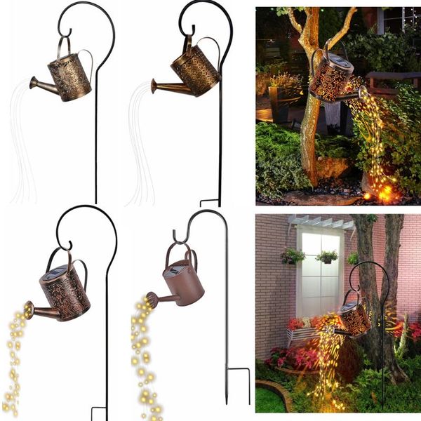 

lawn lamps led kettle solar light hollow flower watering can fairy lamp outdoor waterproof yard street garden decoration art lighting