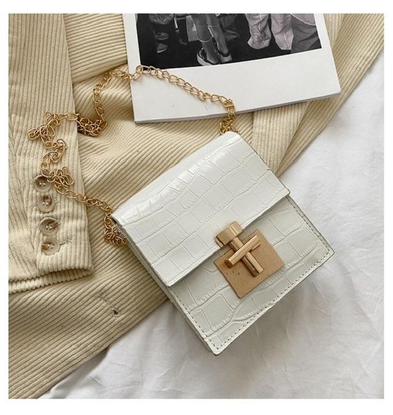 

evening bags 2021 arrivals women's shoulder for female pu leather metal chain fold pattern design simple style bag