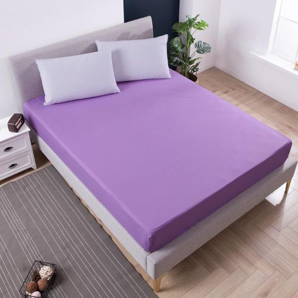 

sheets & sets solid color waterproof fitted sheet quality bed four corners with elastic band non-slip mattress cover protective case
