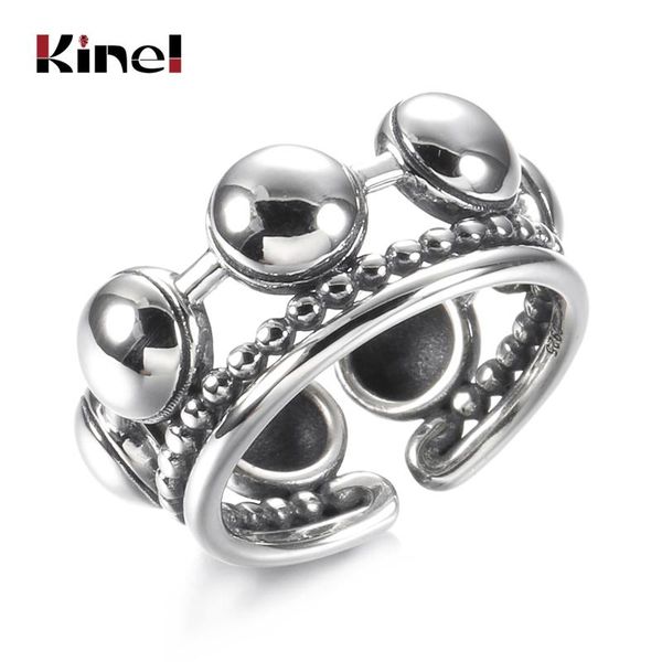 

cluster rings kine authentic 925 sterling silver ring big small round shape finger for women vintage jewelry, Golden;silver