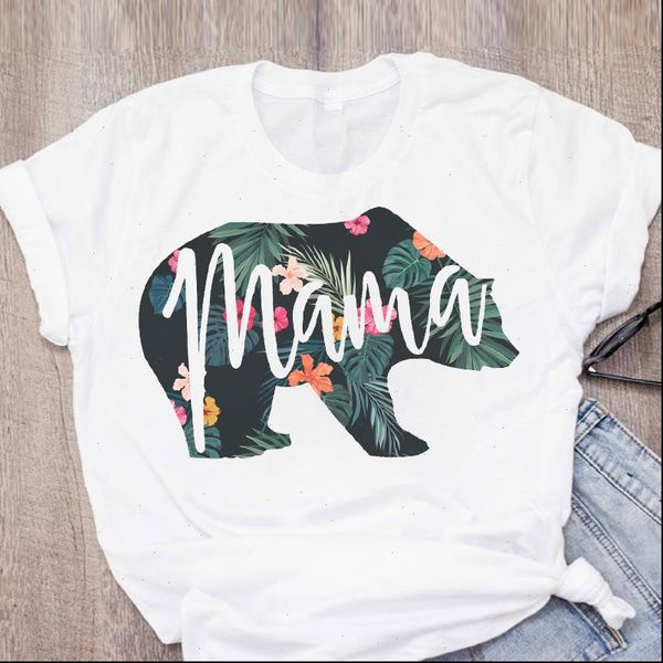 

women womens t shirt print casual mama bear cute short sleeve mother summer lady girl clothing tees female, White
