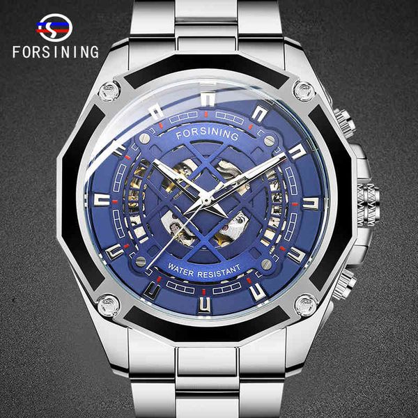 

researching mark watches men automatic skeleton mechanical waterproof men for business relogio masculino, Slivery;brown