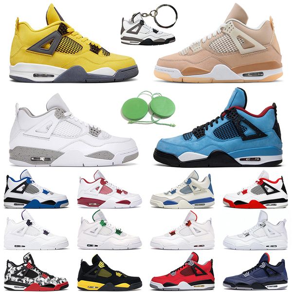 

men basketball shoes 4s 4 sail university blue noir taupe haze black cat fire red trainer sneaker